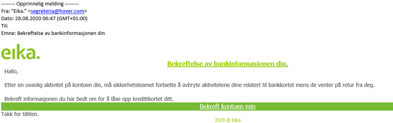 eksempel på svindelmail